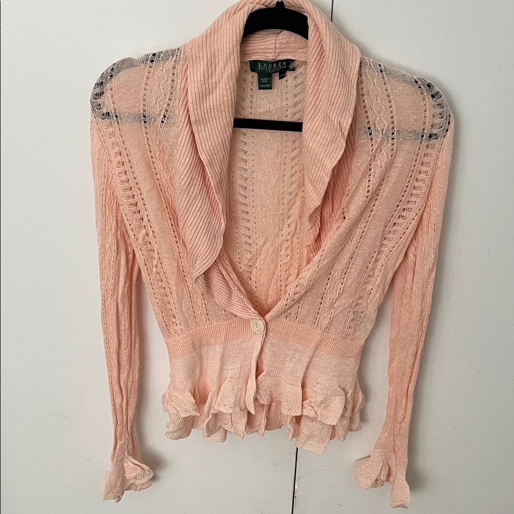 Ralph Lauren Soft Peach Ruffled Blouse